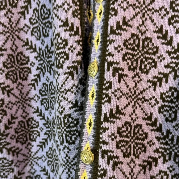 Vintage L. L. Bean Purple and Black Knit Cardigan 100% merino wool - Picture 5 of 11